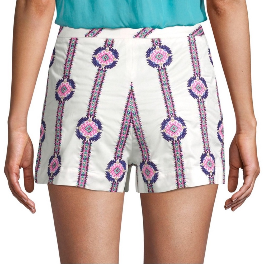Ramy Brook White and Pink Patterned High Waist Shorts
